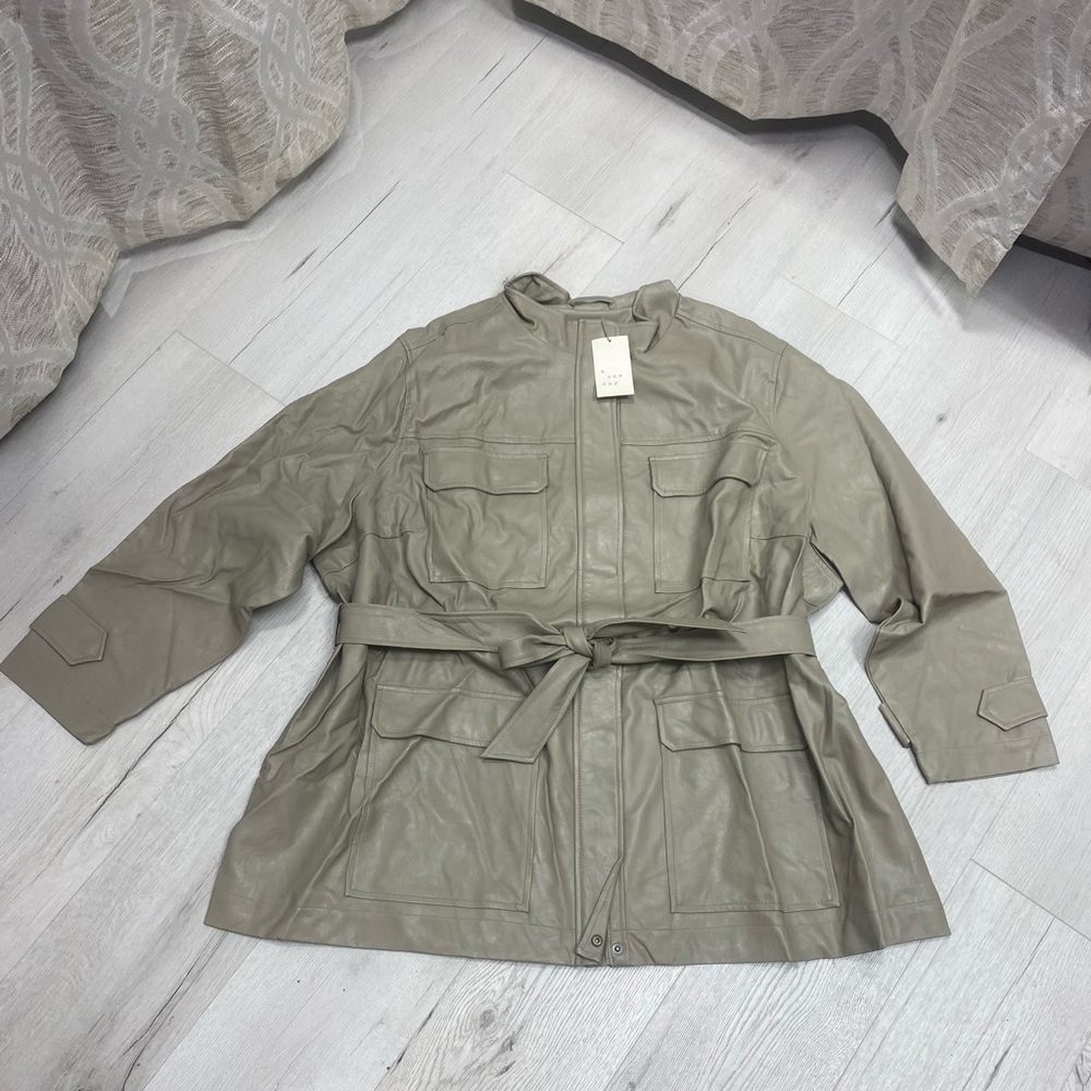 a new day Taupe Utility Jacket with Self-Tie Belt